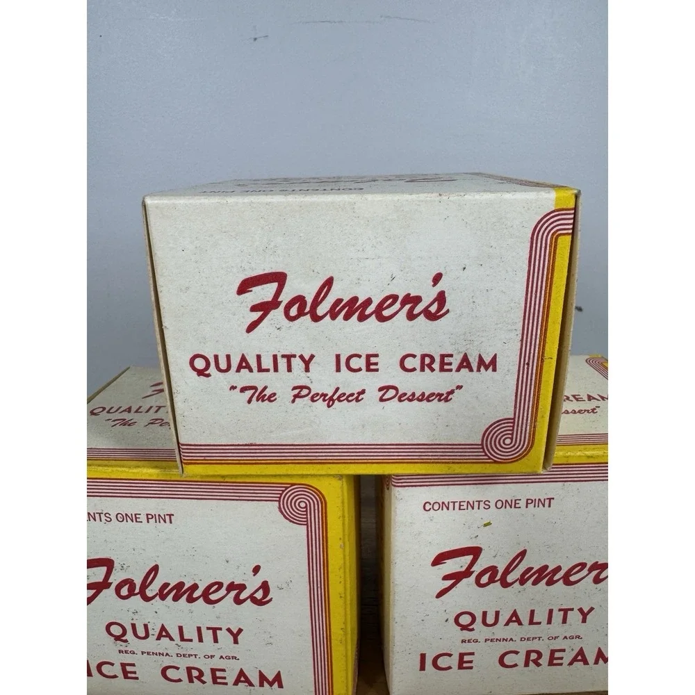 Lot Of 3 Vintage Folmer's Dairy Pint Carton Ice Cream Box Hanover, Pa.